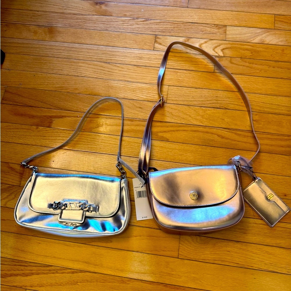 Tommy Hilfiger Rose Gold Shoulder Bag and Aldo Silver Bag .. 2 bags